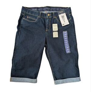 Rafaella Weekend Womens Skimmer Cuffed Denim Shorts Blue NWT 16 Comfort Stretch